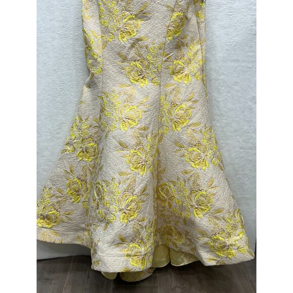 NWT Mac Duggal 66801 Metallic Brocade Strapless Bustier Gown Lemon Size 14W - Picture 11 of 14